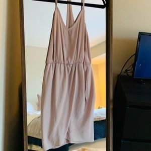 Taupe Faux Wrap Tank Dress